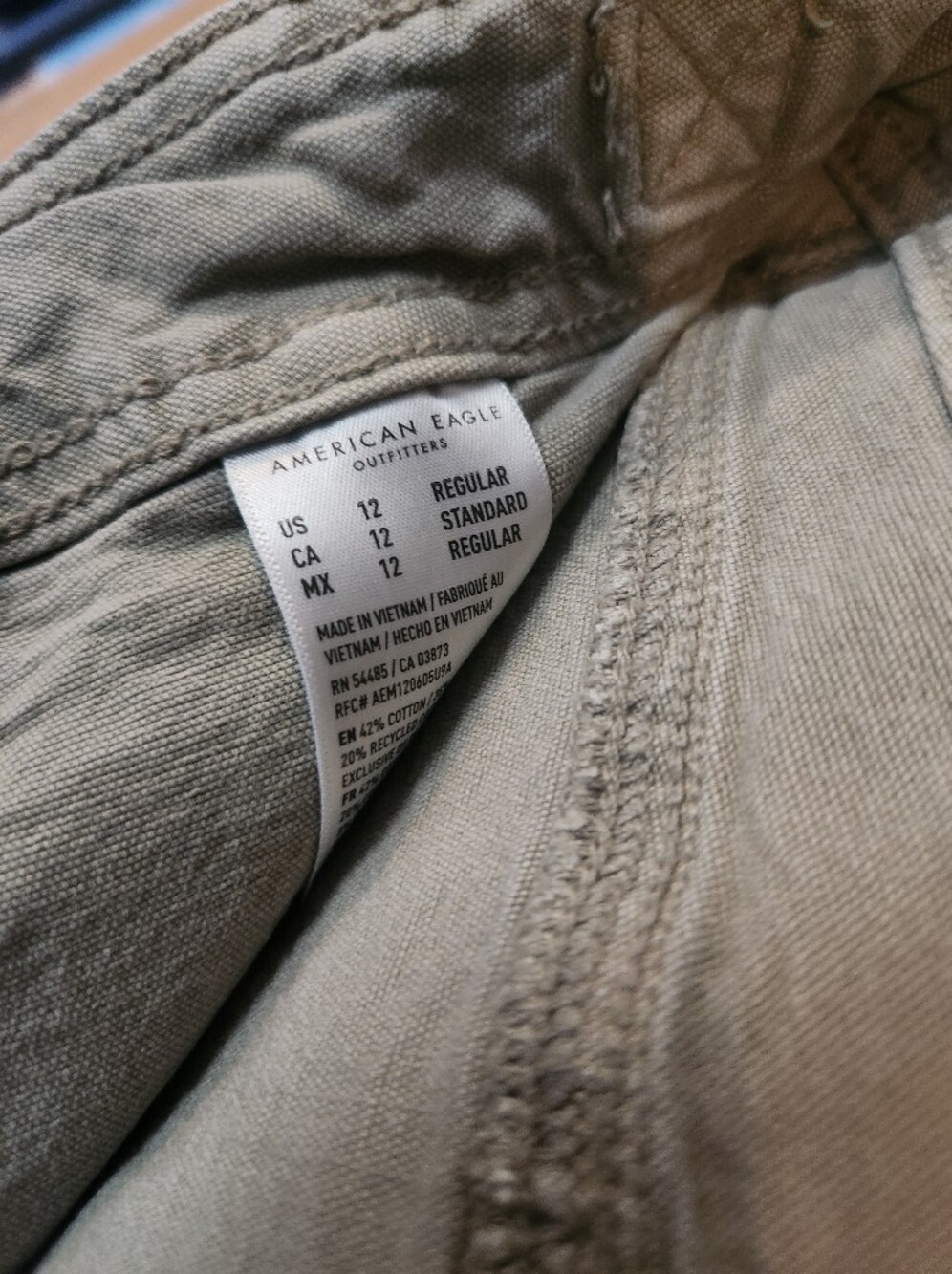 American Eagle Stovepipe Wide Leg Olive Jeans - Size 12 - Picture 2 of 5